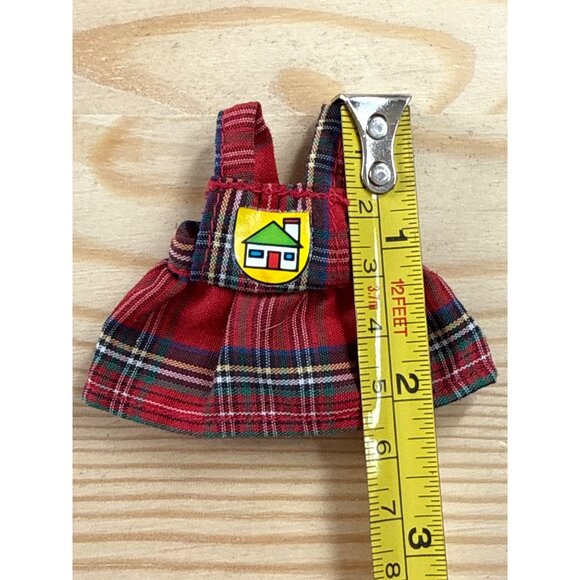 Vintage 1995 Barbie Shelly School Plaid Dress Doll Clothes Red Green Yellow - Picture 3 of 4